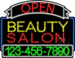 Beauty Salon Open with Phone Number Animated LED Sign