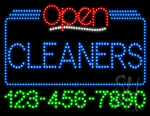 Cleaners Open with Phone Number Animated LED Sign