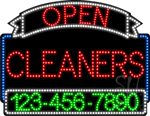 Cleaners Open with Phone Number Animated LED Sign