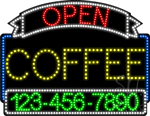 Coffee Open with Phone Number Animated LED Sign