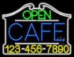 Cafe Open with Phone Number Animated LED Sign