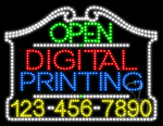 Digital Printing Open with Phone Number Animated LED Sign