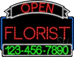 Florist Open with Phone Number Animated LED Sign