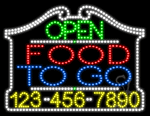 Food To Go Open with Phone Number Animated LED Sign