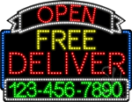 Free Deliver Open with Phone Number Animated LED Sign