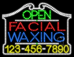 Facial Waxing Open with Phone Number Animated LED Sign