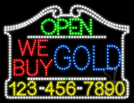 We Buy Gold Open with Phone Number Animated LED Sign
