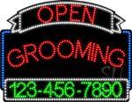 Grooming Open with Phone Number Animated LED Sign