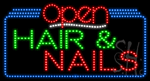 Hair and Nails Open Animated LED Sign