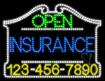 Insurance Open with Phone Number Animated LED Sign