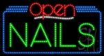 Nails Open with Phone Number Animated LED Sign