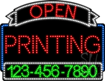 Printing Open with Phone Number Animated LED Sign