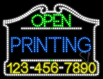 Printing Open with Phone Number Animated LED Sign