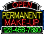 Permanent Make Up Open with Phone Number Animated LED Sign