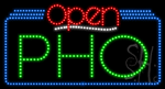 Pho Open Animated LED Sign