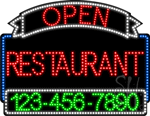 Restaurant Open with Phone Number Animated LED Sign