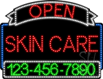 Skin Care Open with Phone Number Animated LED Sign