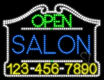 Salon Open with Phone Number Animated LED Sign
