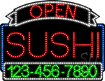 Sushi Open with Phone Number Animated LED Sign