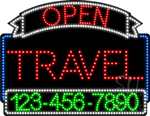 Travel Open with Phone Number Animated LED Sign