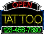 Tattoo Open with Phone Number Animated LED Sign
