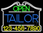 Tailor Open with Phone Number Animated LED Sign