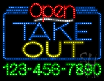 Take Out Open with Phone Number Animated LED Sign