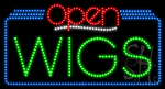 Wigs Open Animated LED Sign