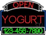 Yogurt Open with Phone Number Animated LED Sign
