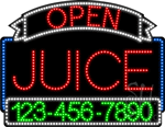 Juice Open with Phone Number Animated LED Sign