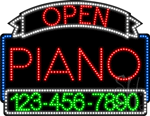 Piano Open with Phone Number Animated LED Sign