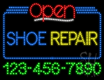 Shoe Repair Open with Phone Number Animated LED Sign