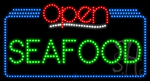 Seafood Open Animated LED Sign