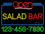 Salad Bar Open with Phone Number Animated LED Sign