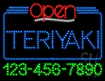 Teriyaki Open with Phone Number Animated LED Sign