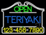Teriyaki Open with Phone Number Animated LED Sign