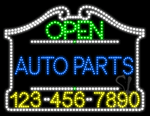 Auto Parts Open with Phone Number Animated LED Sign