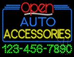 Auto Accessories Open with Phone Number Animated LED Sign