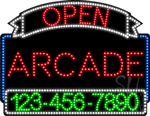 Arcade Open with Phone Number Animated LED Sign
