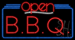 B B Q Open Animated LED Sign
