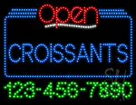 Croissants Open with Phone Number Animated LED Sign