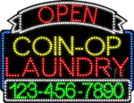 Coin Op Laundry Open with Phone Number Animated LED Sign