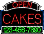 Cakes Open with Phone Number Animated LED Sign