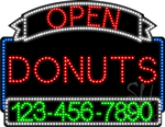 Donuts Open with Phone Number Animated LED Sign