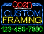 Custom Framing Open with Phone Number Animated LED Sign
