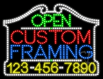 Custom Framing Open with Phone Number Animated LED Sign