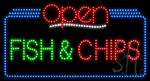 Fish Chips Open Animated LED Sign