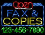 Fax Copies Open with Phone Number Animated LED Sign