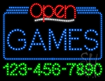 Games Open with Phone Number Animated LED Sign