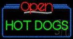 Hot Dogs Open Animated LED Sign
